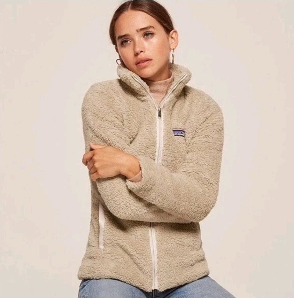 Patagonia Los Gatos Fleece Jacket Womens Small Beige Full Zip Sherpa Warm Cozy